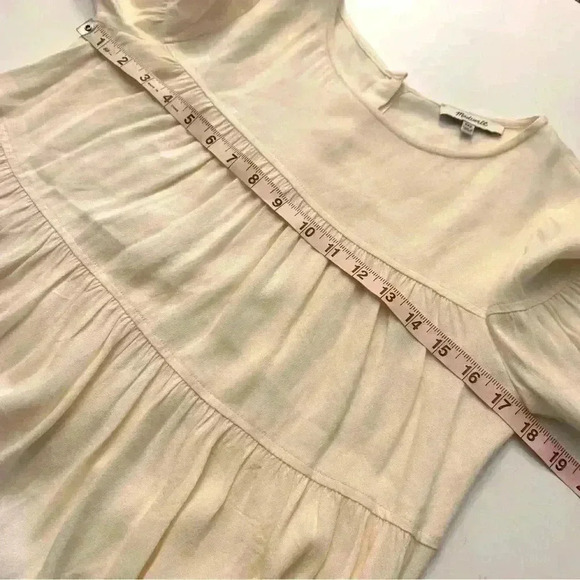 Madewell Tiered Button-Back Cream Blouse Women's XXS - Picture 10 of 11